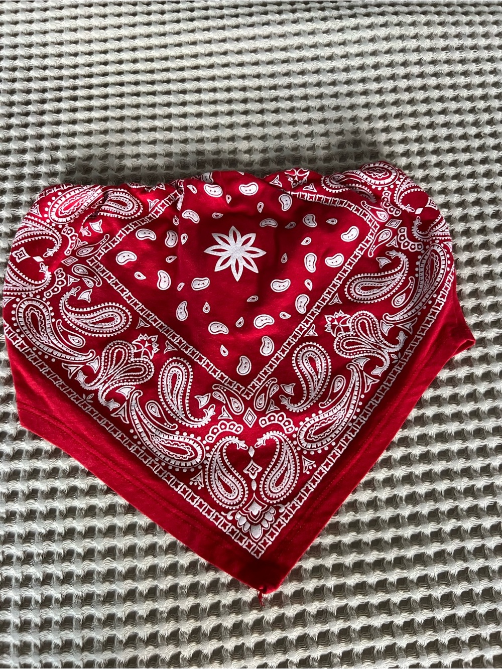 Red Bandana Triangle Scarf top - Classic Paisley